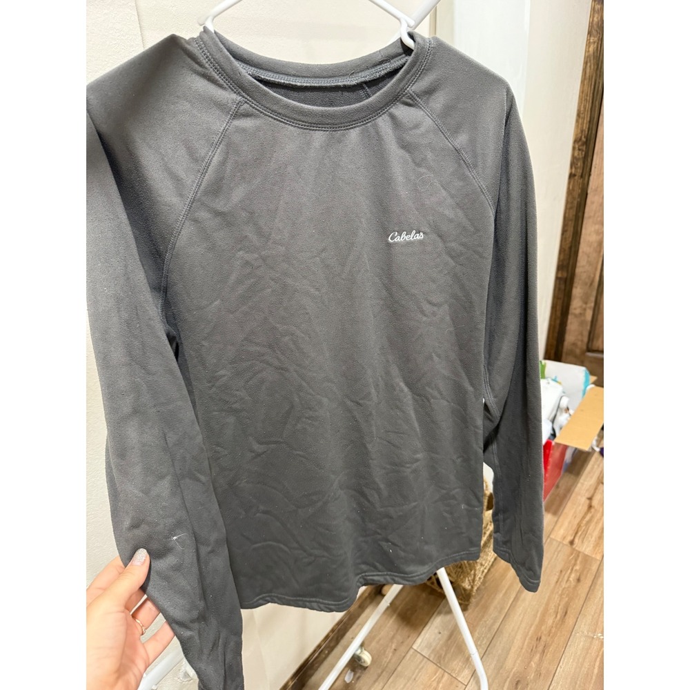 Cabelas Womens Midweight Base Layer Top Grey Fleece Lined Medium Winter Fall